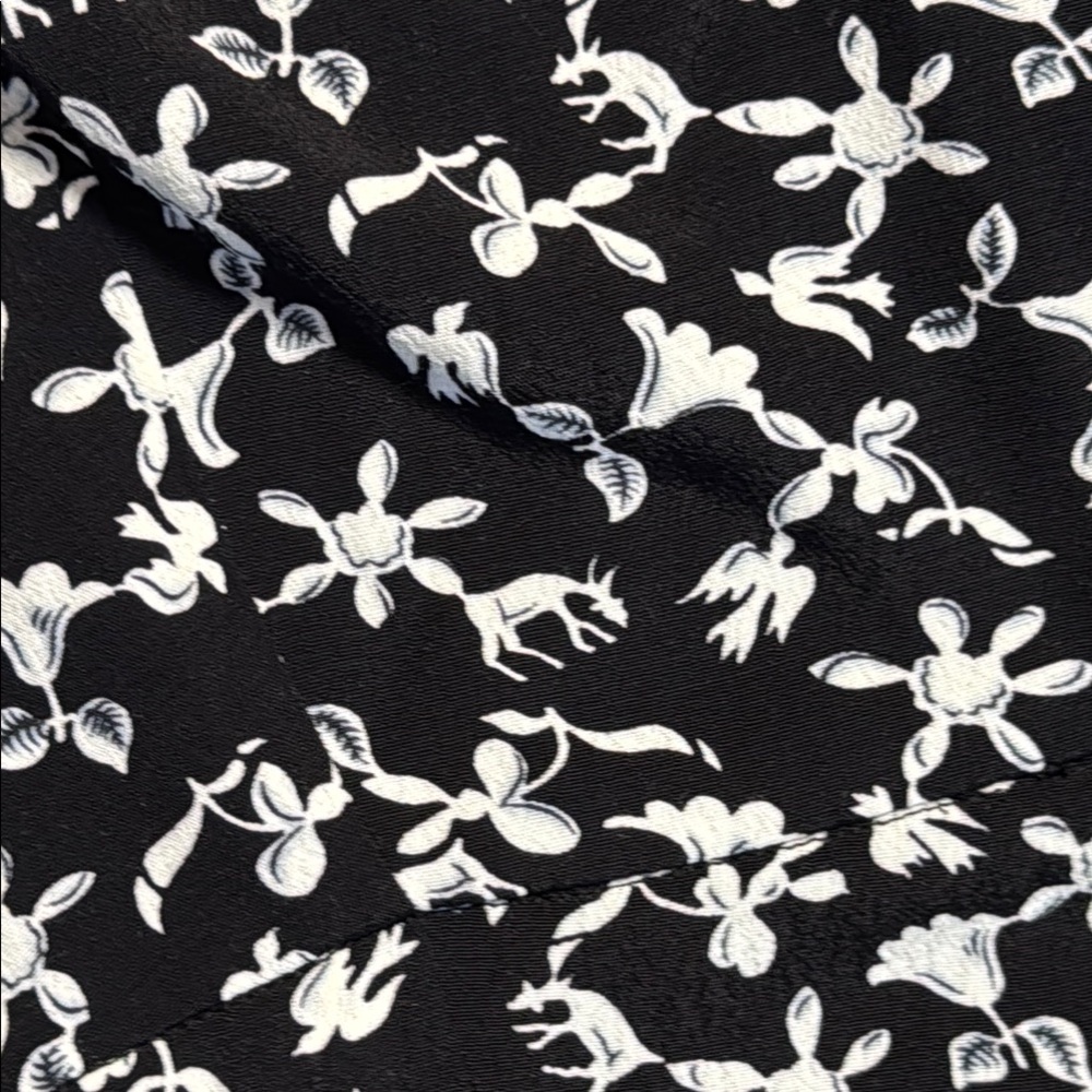 BA&SH Women's Coachella VNeck Black White Floral Midi Dress Fawn Dove Print SZ 1 - Picture 4 of 14